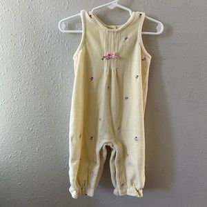Vintage Cotton-Blend Sleeveless Baby Romper Pajamas with Floral Embroidery